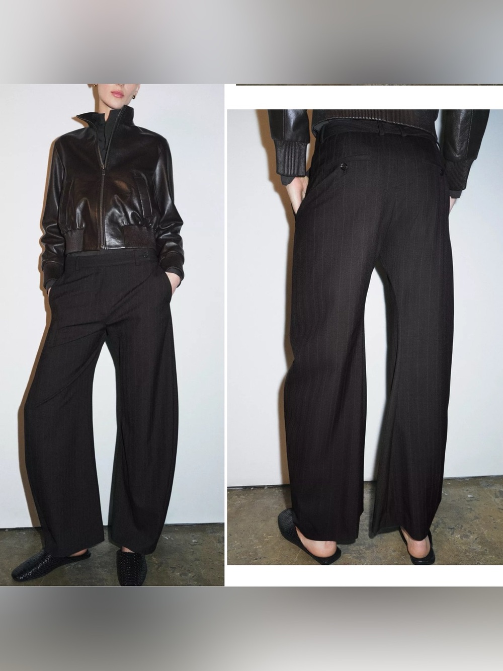 Zara Brown Pinstripe Trousers/Pants
